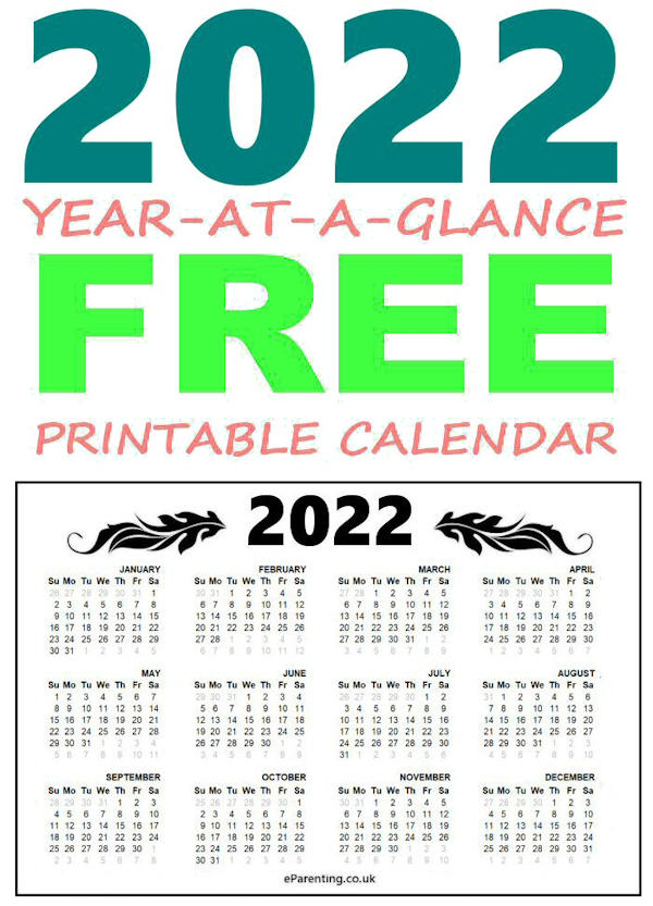 2022 Free Printable Calendar