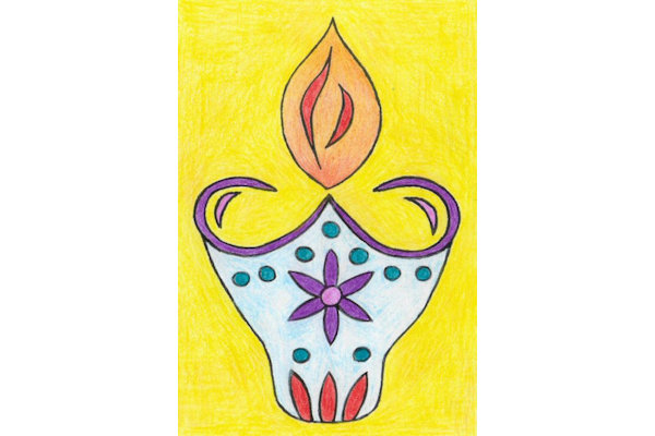 Diya Lamp for Diwali colouring picture - free printable