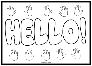 Hello Free Printable Colouring Picture