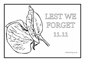 Lest We Forget Colouring Picture