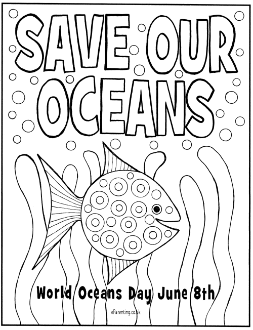 World Oceans Day Free Printable Colouring Picture
