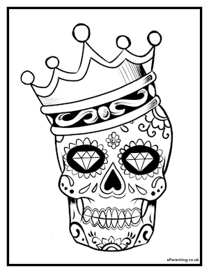 Day of the Dead Sugar Skull 4 Free Printable Colouring Picture