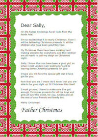Free printable personalised Father Christmas Letter Design Number 2