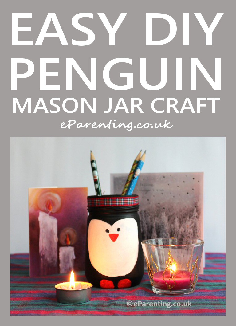 Easy Penguin Mason Jar Craft For Kids