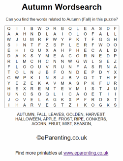 Printable Autumn Wordsearches