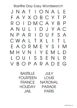 Bastille Day Easy Wordsearch