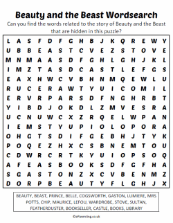 Free Printable Beauty and the Beast Wordsearch