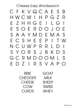 Cheese Easy Word Search