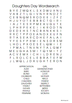 Daughters Day Wordsearch