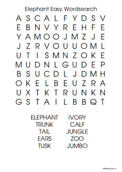 Elephant Easy Word Search