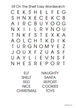 Elf On The Shelf Easy Word Search