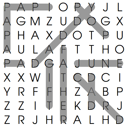 Solution to Easy Father's Day Wordsearch on eParenting
