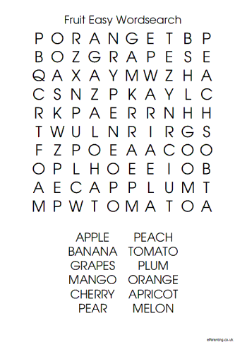 Fruit Wordsearch