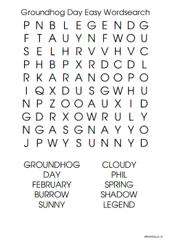 Free Printable Groundhog Day Wordsearch