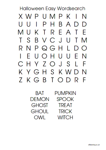 Halloween Easy Wordsearch