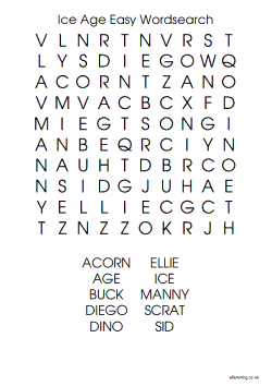 Ice Age Wordsearch