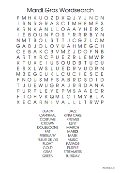 Mardi Gras Word Search