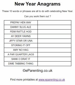Free Printable New Year Anagrams