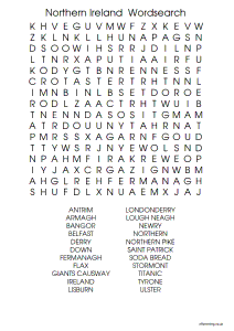 Northern Ireland Word Search