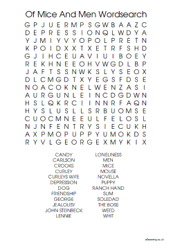 Of Mice And Men Word Search