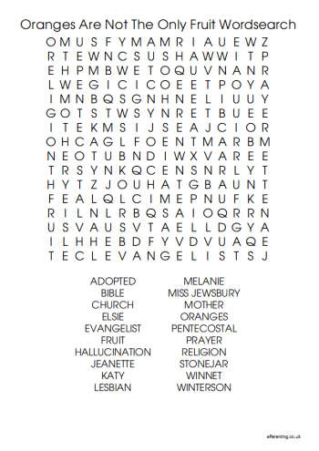 Oranges Are Not The Only Fruit Word Search