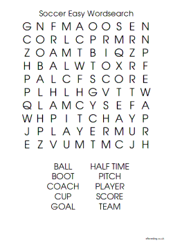 Soccer Easy Word Search