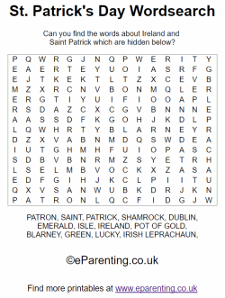 St. Patrick's Day wordsearch