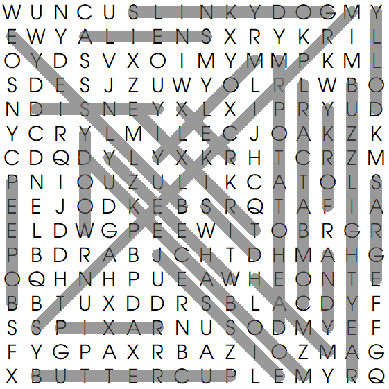Toy Story Wordsearch Solution