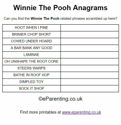 Free Printable Winnie The Pooh Anagrams