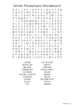 Winter Paralympic Wordsearch