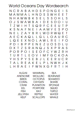 World Ocean Day Word Search