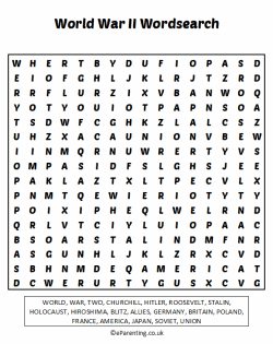 Free Printable World War Two Wordsearch