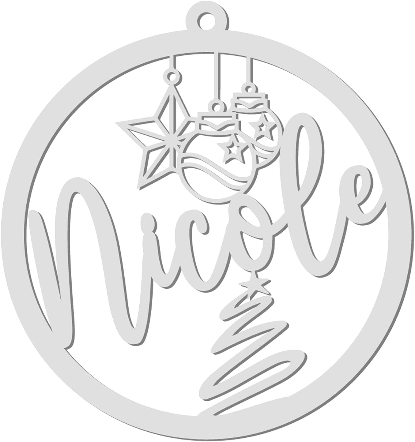 Metallic Circle Christmas Decoration With Name